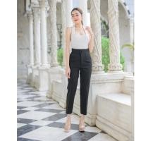 ราคา กางเกง 9 ส่วนเอวสูงซิปหน้า 2 กระดุมป้ายINTREND (28401208316)