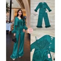 ราคา Athena Set 4 ชิ้น จั๊มสูทสายเดี่ยวขายาวตัดต่อแต่งผ้าลูกไม้ หน้าอกเสริมฟองน้ำจัดทรงสวย (40454547166)