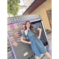 ราคา เดรสยีนส์สั้นคอปกปักดอกลายไข่ดาว ป้าย BRT (ว่าง L,Xl)น่ารักมากๆ (18296197075)