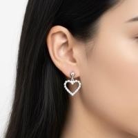 ราคา Sparkling Open Heart Dangle Earrings Diamond Stud Drop Jewelry for Women (53051872350)