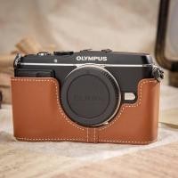 ราคา กล้องหนังแท้ครึ่งกรณี E-P3/ E-P2 สําหรับ OLYMPUS PEN E-P3/ E-P2 กรณีป้องกันกรณีหนังกระเป๋ากล้อง (57503124162)