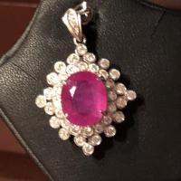 ราคา จี้ทับทิมเจียรนัยล้อมเพชรcz^^อาฟริกา^^ตัวเรือนเงิน925 (13795398719)