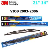 ราคา ใบปัดน้ำฝน 3M Stainless Model สำหรับ Toyota Vios 2003-2006 ขนาดใบ 21"+14" โครงสแตนเลสคุณภาพดี แข็งแรง ทนทาน ราคาประหยัด (13475965632)