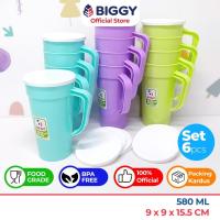 ราคา Biggy ชุดแก้วดินเผาธรรมดา 6 ใบ 580ml / ถ้วยพลาสติก / แก้วพร้อมฝาปิดสําหรับของที่ระลึกวันเกิด (40971590729)