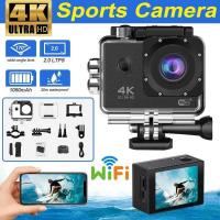 ราคา 2.0 กล้องบันทึกวิดีโอแบบหมวกกันน็อคกันน้ำขนาด นิ้ว 4K/30fps Ultra HD Action WiFi สำหรับกีฬากลางแจ้งข (27438728024)