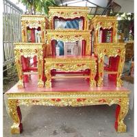 ราคา โต๊ะหมู่บูชา หมู่ 7 หน้า 8 โต๊ะหมู่บูชางานไม้สน แกะสลักปิดทอง สีครีมทอง/สีแดงทอง ระบุสีในกล่องข้อความ (28675101691)