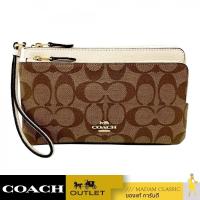ราคา NEW กระเป๋าสตางค์คล้องมือ COACH C5576 DOUBLE ZIP WALLET IN SIGNATURE CANVAS (IMDJ8) (25938981054)