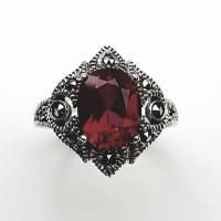 ราคา แหวนเงินแท้ ฝังพลอยโกเมนแท้ และมากาไซค์จากสวิสฯ (1092121077)