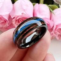 ราคา 8MM Unique Blue Opal Inaly Men's Black Stainless Steel Rings Koa Wood Wedding Band Jewelry Party Steel Ring Accessory Wh (51150363641)