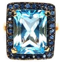 ราคา แหวนพลอยแท้ สกายบลูโทปาส 12 x 16 mm. ล้อม ไพลินน้ำเงิน เงินแท้ 925 ชุบทอง18k ไซร์แหวน 8.5 (25688391190)