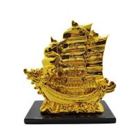 ราคา เรือสำเภาโบราณหัวมังกรทองคู่ เรือสำเภาทอง เรือสำเภาหัวมังกร เสริมฮวงจุ้ย เสริมโชคลาภค้าขาย สูง 5 นิ้ว (12395931586)
