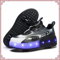 ราคา รองเท้าโรลเลอร์เด็ก Heelys เด็กชายและเด็กหญิง รองเท้ามีไฟ LED รองเท้าผ้าใบ 2 ล้อ (เด็ก) (48154653219)
