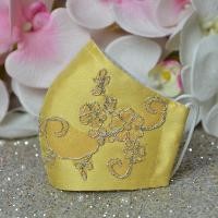 ราคา แมส แมสผ้าไหม ปักลูกไม้ สีทอง แมสปิดปาก แมสปิดจมูก ผ้าปิดจมูก ผ้าปิดปาก mask กรอง3ชั้น มีช่องสอดแผ่นกรอง (11585914249)