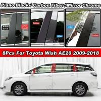 ราคา 8 ชิ้นเคลือบเงาสีดํา Chrome คาร์บอนไฟเบอร์รถประตูหน้าต่าง BC เสาคอลัมน์แผงโพสต์ฝาครอบ Trim กระจก PC วัสดุสติกเกอร์สําหรับ Toyota Wish AE20 ZGE20 ZGE21 ZGE25 2009-2018 (26533943174)