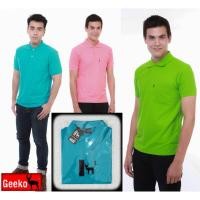ราคา เสื้อโปโล ( Polo Shirt )แบรนด์ Geeko ตรากวาง สีพื้นชาย สีเขียว(เทอคอยท์) Gkc - 23M (1861026277)