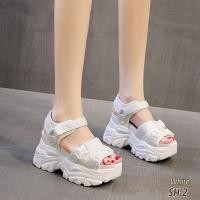 ราคา SH-2 รองเท้าส้นเตารีดสายคาดผ้า ส้นสูง 3 นิ้วแพตเทิร์นเสริมหน้า 1.5 นิ้ว (22930357478)