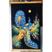 ราคา ภาพนกยูงมงคล#ภาพฮวงจุ้ย#ภาพสิริมงคล#ภาพนกยูงมงคล#ภาพวาดบนผ้ากำมะหยี่ (ผ้าสีดำ) ภาพวาดมงคล วาดด้วยสีน้ำ สีสะท้อนแสงฮา (25085571564)