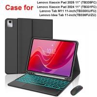 ราคา Lenovo 11" เคสแท็บเล็ตพร้อมคีย์บอร์ดสําหรับ Xiaoxin Pad 2024/2025 / Tab M11 / IdeaTab 11, ขาตั้งแม่เหล็ก TPU Cover (45301535859)
