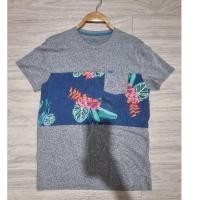 ราคา HOLLISTERเสื้อยืดคอกลมแขนสั้นสีเทาผ้าต่อสีกรมลายไซส์Sอก39ยาว26.5(งานมือสอง) (25167560343)