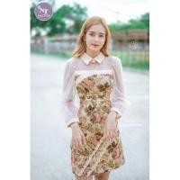 ราคา เดรชผ้าทอหลุยคอปกแขนยาว (5192391571)