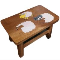 ราคา เก้าอี้ไม้ เก้าอี้เอนกประสงค์ ทรงสี่เหลี่ยมผืนผ้า สูง 10 นิ้ว แกะสลักลายการ์ตูนแกะ สีสันสวยงาม แข็งแรง (15597340693)