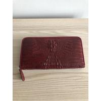 ราคา กระเป๋าสตางค์หนังจระเข้แท้ ซิปเดี่ยว หนังกระดูกจระเข้ Caiman สีแดงเข้ม (6777746305)