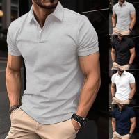 ราคา HOTMen Casual Short Sleeve Solid For Polo Shirt Quick-drying Pullover Fitness Tops (44955409978)