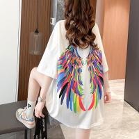 ราคา เสื้อแขนสั้นคอกลม Oversize {อก 48-64 นิ้ว} สกรีนลายปีกนกด้านหลัง ผ้าคอตตอล สินค้าพร้อมส่ง A15 (12292141903)