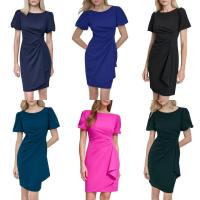ราคา DKNY ผู้หญิงพัฟแขน Scuba Crepe Side Ruched Sheath Dress (54554502928)