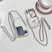 ราคา เคสโทรศัพท์มือถือ TPU กันหล่น แต่งเพชร ลายหัวใจ และสายโซ่สั้น ยาว สร้างสรรค์ สําหรับ OPPO FIND N3 FLIP OPPO FIND N2 (25311907853)
