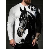 ราคา เสื้อยืดคอกลมแขนยาว พิมพ์ลายสัตว์ม้า (45855014065)