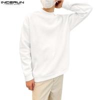 ราคา Incerun เสื้อยืดลําลอง แขนยาว ทรงหลวม สไตล์สปอร์ต สําหรับผู้ชาย (18865698882)