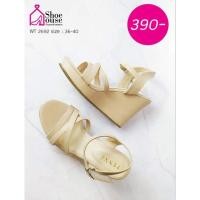 ราคา WT2692 รองเท้าส้นเตารีด สูง 3 นิ้วครึ่ง สีครีม (23072111925)