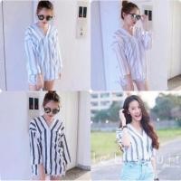 ราคา (n)(e)(w)#เสื้อเชิ้ตคอวี #เสื้อเชิ้ตลายริ้ว #ทรงกระดุมหน้า #ผ้าคอนตอลสลาฟ #ผ้าใส่สบาย#พร้อมส่ง (1651048810)