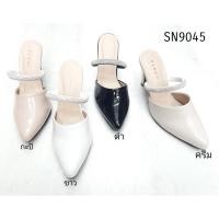 ราคา (งานกล่อง) PENNE SN9045 รองเท้าหัวแหลมเปิดส้น สูง 3 นิ้ว ดีเทลหนังแก้วคาดสายเพชร สวยหรูดูแพง แมชชุดไหนก็สวยค่า (26918873353)
