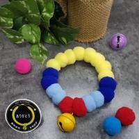 ราคา ปลอกคอน้องแมว น้องหมา ทรงปอมปอม งาน handmade เหลืองแดงฟ้า (6753450090)