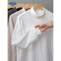 ราคา 280G Heavyweightผ้าฝ้ายแท้ครึ่งคอเต่าBottomingเสื้อแขนยาวผู้ชายฤดูใบไม้ร่วงฤดูหนาวอเมริกันสีขาวกลางคอT @ (47351467904)