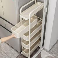 ราคา ด้านข้างตู้เก็บช่องว่างตู้ตู้เย็นตู้วาดชั้นช่องว่างตู้ พิเศษ-แคบ ชั้นวางหลายชั้นรถเข็นดึงห้องครัว จ4ที (52304968908)