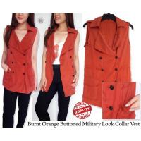 ราคา Banana republic Burnt เสื้อกั๊กคอกลมลุคทหารติดกระดุมสีส้ม (6681131195)