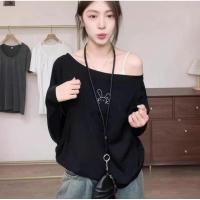 ราคา เสื้อปาดไหล่ข้างเดียว เสื้อปาดไหล่สาวอวบ เสื้อปาดไหล่แขนยาว Pure Desire เสื้อยืดแขนยาวไหล่ไขว้เซ็กซี่สีดํา (26833077113)