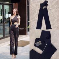 ราคา จั๊มสูทขายาวแต่งพาดไหล่เดียว (16800584589)