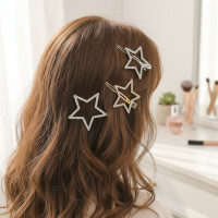ราคา กิ๊บติดผมรูปดาวเรขาคณิตสไตล์เกาหลี 2 ชิ้น เครื่องประดับผมมินิมอลแบบติดข้าง (45901055467)