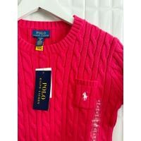 ราคา [New_ของแท้%_พร้อมส่ง]_Polo Ralph Lauren ไหมพรมสีชมพูเข้ม แขนสั้น คอกลม มีกระเป๋าที่อกปักม้าขาว Girl Size XL (29102936377)