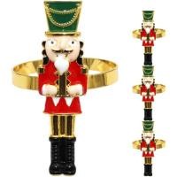 ราคา 4 ชิ้น Nutcracker ผ้าเช็ดปากแหวนคริสต์มาสผู้ถือผ้าเช็ดปากทหาร Nutcracker รูป Serviette หัวเข็มขัดตารางแหวนสําหรับ Christmas Party Supplies (48802581680)