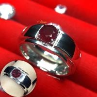 ราคา แหวนทับทิม สีเลือดนก แหวนเงินแท้ ชุบทองคำขาว พลอยทับทิมแท้ YTG-11279 (11826321819)
