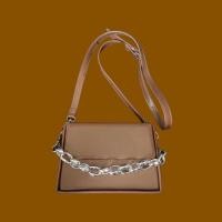 ราคา (ส่งต่อ) YILIANMAN กระเป๋าสะพายข้างหนังสีน้ำตาล Brown Box Bag ทรงกล่องวัสดุ PU สายปรับระดับได้ สายและโซ่ถอดได้ (16077226912)