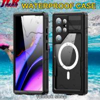 ราคา [JLK] Summer Swimming/Underwater IP68 Waterproof Phone Case for Samsung S23 Plus S24 Ultra Magnetic 360 Cover (25917900483)