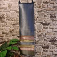 ราคา D.01ผ้าทอลายไทย ผ้าตัดชุด ผ้าฝ้าย ลายยกดอกลำพูน สีกรมท่า (50204154127)