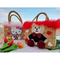 ราคา กระเป๋าสานผักตบชวาตกแต่งใบใหญ่ใส่ของได้เยอะ (8740963779)