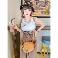 ราคา ชุดเซต2ชิ้น เสื้อครอปกล้าม ลายหมี+กางเกง ขายาว ผ้าอัดพลีท (3295771927)